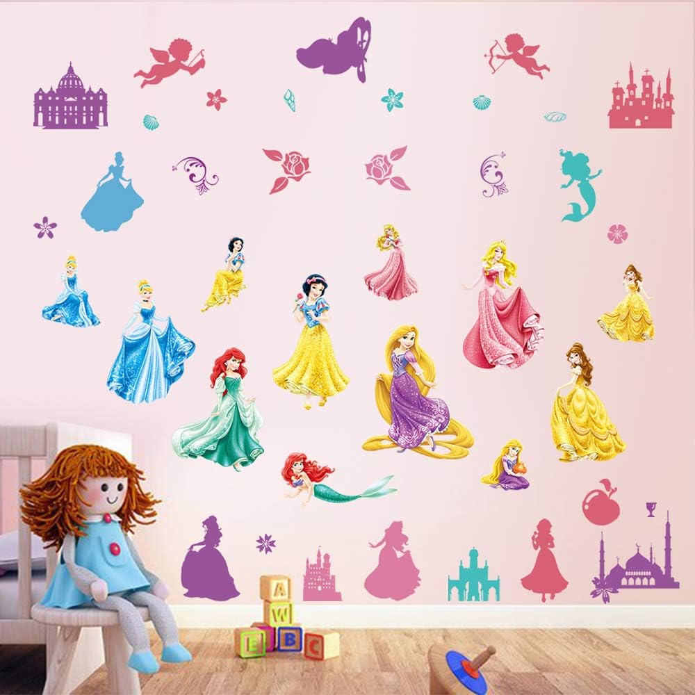 decalmile Pegatinas de Pared Princesa Niña Vinilos Decorativos Castillo