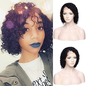 Amazon Com Deep Curly Lace Front Bob Wig Short Human Hair Lace