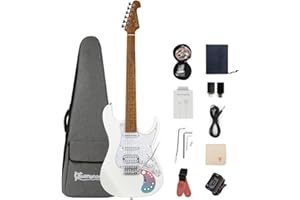 Bullstar D160SE Smart Electric Guitar Kit with Built-in Effects, SSH Pickup,12 Loop Drum Machine, Roasted maple Fretboard, All-In-One Performance for Guitarist