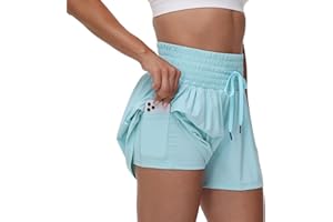 Blaosn Flowy Athletic Shorts for Women Gym Workout Running Short Pants High Waist Skort with Pocket Casual Summer Clothes