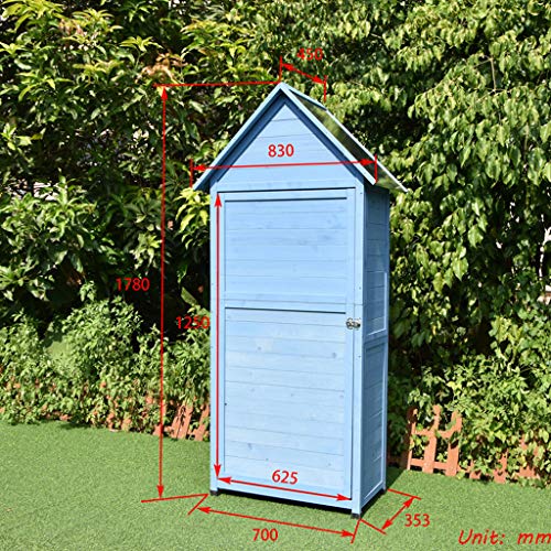 AIOEJP Aufbewahrungsbox Gartenschrank Holz Garden Shed Storage Shed Box 5-lagiger Werkzeugschrank mit Verriegelung… – Bild 4