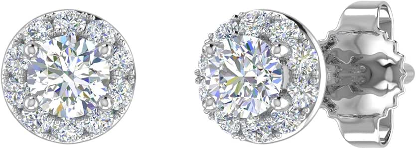 Amazon.com: 1/4 Carat Diamond Halo Stud Earrings in 14K White Gold: Jewelry