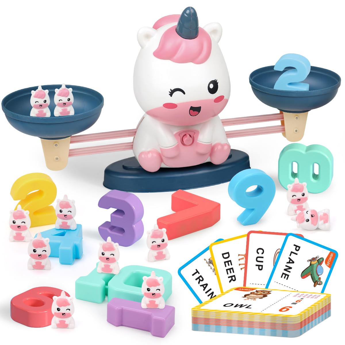 Unicorn Balance Math Game for Kids 3+ – Montessori STEM Educational Counting Toy, Preschool Math Learning Balance Scale with Number Blocks & Cards, Gifts for Boys Girls Age 3 4 5 6