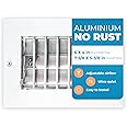 Aluminum 6 x 4 Inch (Duct Opening) Air Vent Covers for Wall AC Grille, Premium Register Vent Cover, Durable Rustproof Wall Grille – Overall Size 7-5/8 x 5-5/8 Inch, Adjustable Front Blades, White