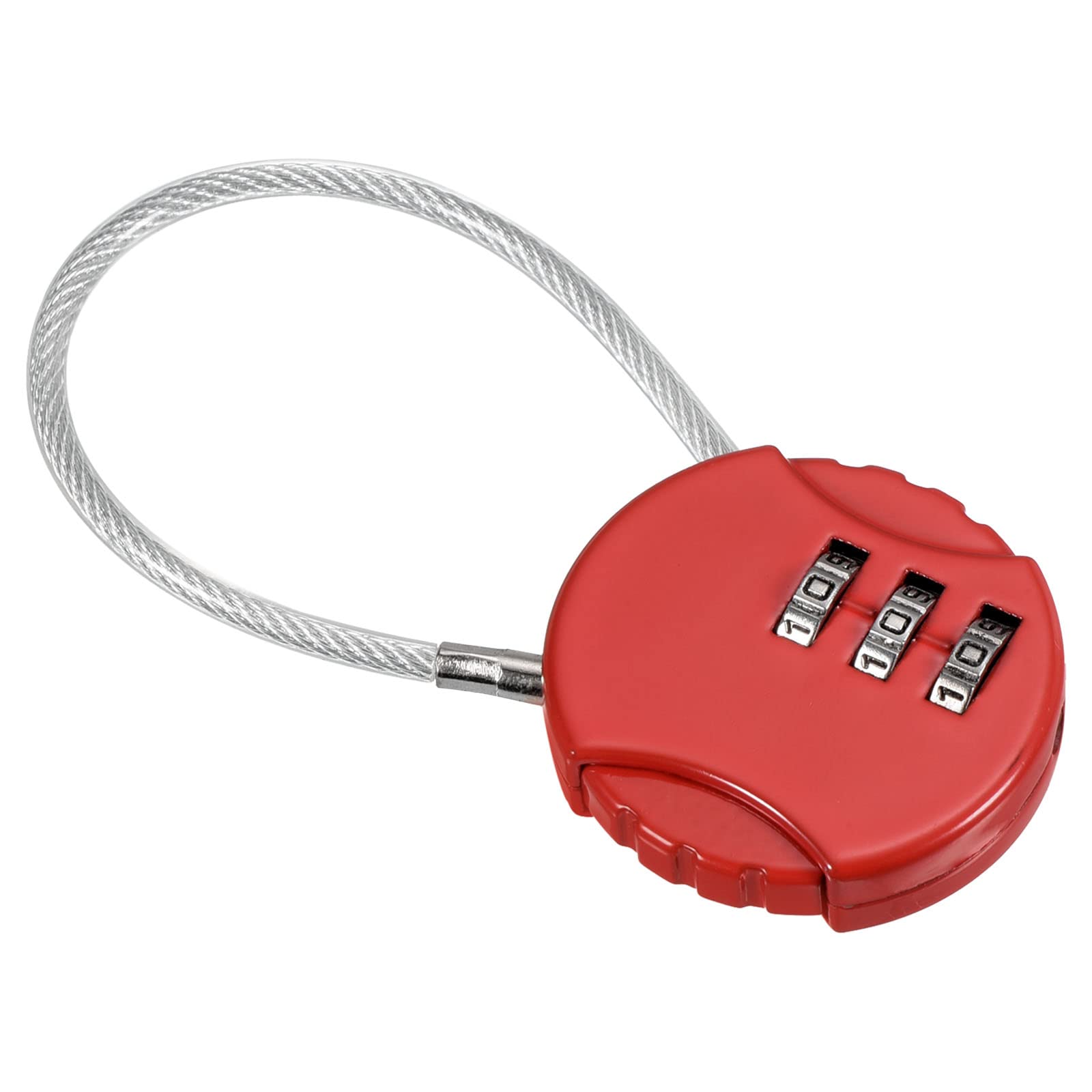 PATIKIL Combination Lock 4.7 Inch, 3 Digit Outdoor Waterproof Code Padlock with Wire Rope for Luggage Gym Locker Fence Toolbox Backpack, Red — image 1