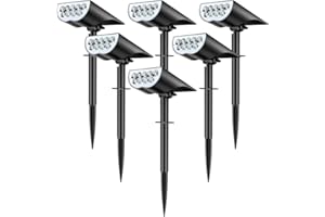 BAXIA TECHNOLOGY Solar Spot Lights Outdoor Waterproof, 3 Lighting Modes Solar Landscape Lights, Dusk to Dawn Spot Light for Yard Garden Pathway Driveway, Warm White, 6 Pack
