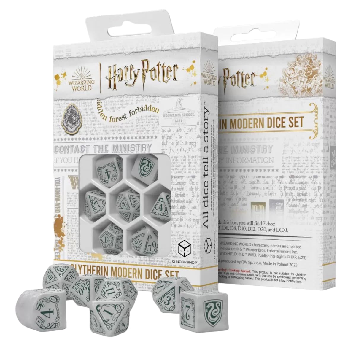 Harry Potter pack dés Slytherin Modern Dice Set - White (7)