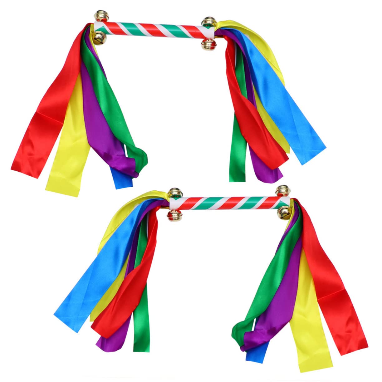 Yardwe Handheld Dance Flower Stick Bells 22.4 Inch Cheerleader Poms for Kids Gymnastics Performance Competition Cheering Sports Events