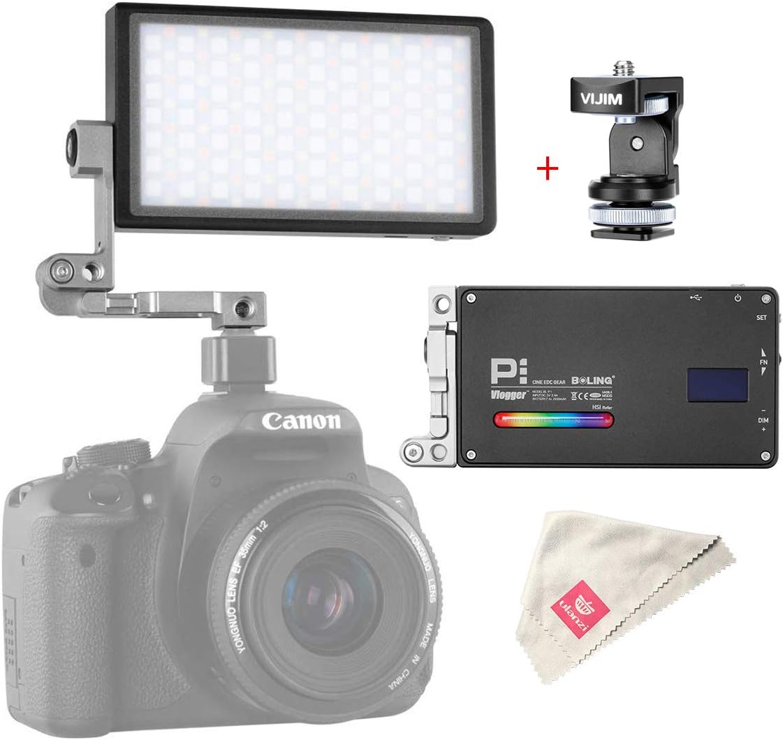 Boling BL-P1 RGB LED Video Light, Compact Dimmable 2500-8500K Full Color Bi-Color Filmmaking Lighting for Canon Nikon Sony A6400 Cameras Youtube Vlog Creative 9 Applicable Situation, 360° Adjustable w