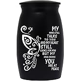 Aluminum Mini Cremation Urn - Small Keepsake Urn for Sharing Ashes - My Mind Still Talks to You