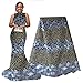 pqdaysun African Lace Fabric Nigerian French Lace Net Fabric Embroidered Fabric African Lace Fabric Swiss 5 Yards for Wedding Party F50742 (Sky Blue, 5 Yards)
