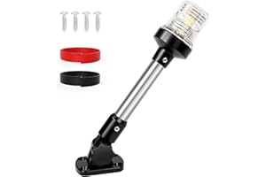 SETYPARY 9 Inches Boat Stern Light LED Anchor Light for Boats 3 Nautical Mile, Waterproof IP67 White Fold Down Marine Navigation Lights, Pontoon Boat Lights for Jon Boat, and Fishing Boat (12~24V)