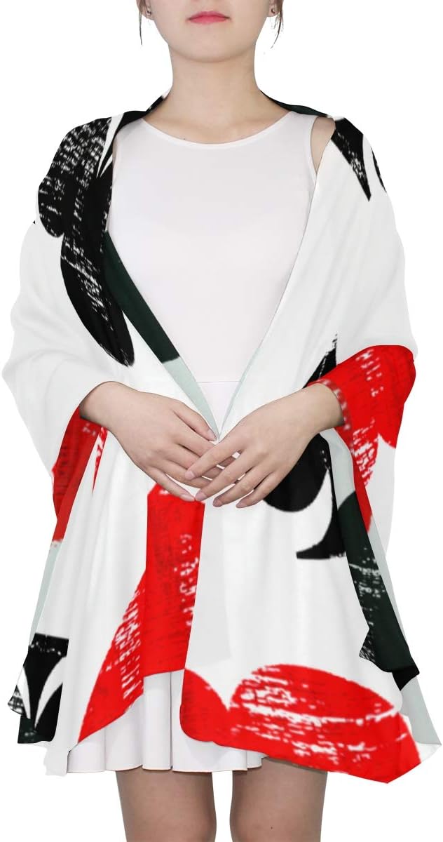 Thin Scarf Lightweight Set Of Playing Cards Symbol Suits Shawl Wrap Women Lightweight Scarf Wrap Lightweight Print Scarves Wrap Women Shawl Colored Scarf