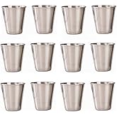 Yansanido 12 Pcs 1 Ounce (30ml) Stainless Steel Shot Drinking Cups for Drinking Beer and Wine (12 pack -1 Ounce)