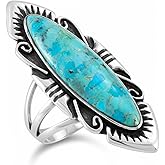 Turquoise Ring Sterling Silver 925 Genuine Gemstones Size 6 to 11