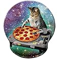 Pizza Cat Mouse Pad Delicious Food Hipster Cool Cat Galaxy Sparkling Stars Mousepad, Memory Foam Mouse pad with Wrist Rest Support
