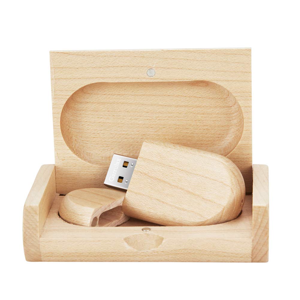 Garrulax USB Flash Drive, 8GB / 16GB / 32GB Premium Solid Wood High Speed USB 2.0 Flash Drive Memory Stick Data Storage Pendrive Thumb Disk (32GB, Ellipse Maple)
