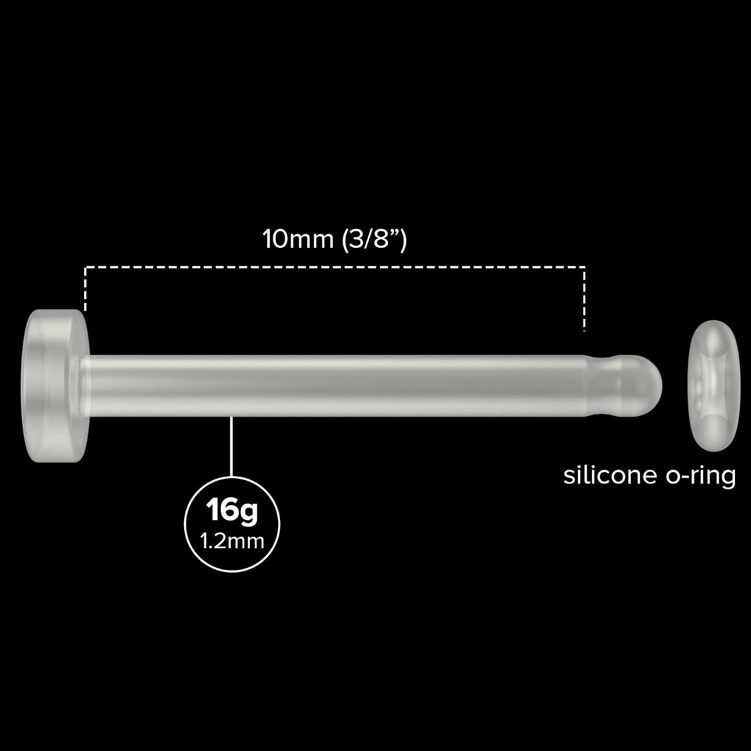 6pc 16g 1.2mm Labret Bar Retainer Keeper Bioplast Clear Plastic Studs Flexible Mole Piercing Jewellery - Image 5