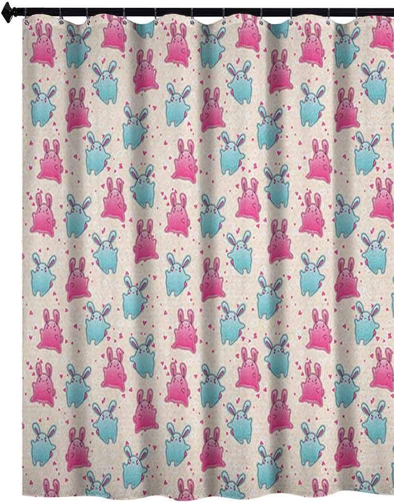 Kawaii Cortina de ducha de tela, diseño de niños con lindos doodles