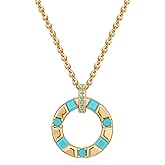 Valloey Rover Turquoise Necklaces for Women-Charm Gold Pendant Necklace 14K Gold Plated Dainty Statement Pendant Necklaces Turquoise Jewelry Gifts for Women