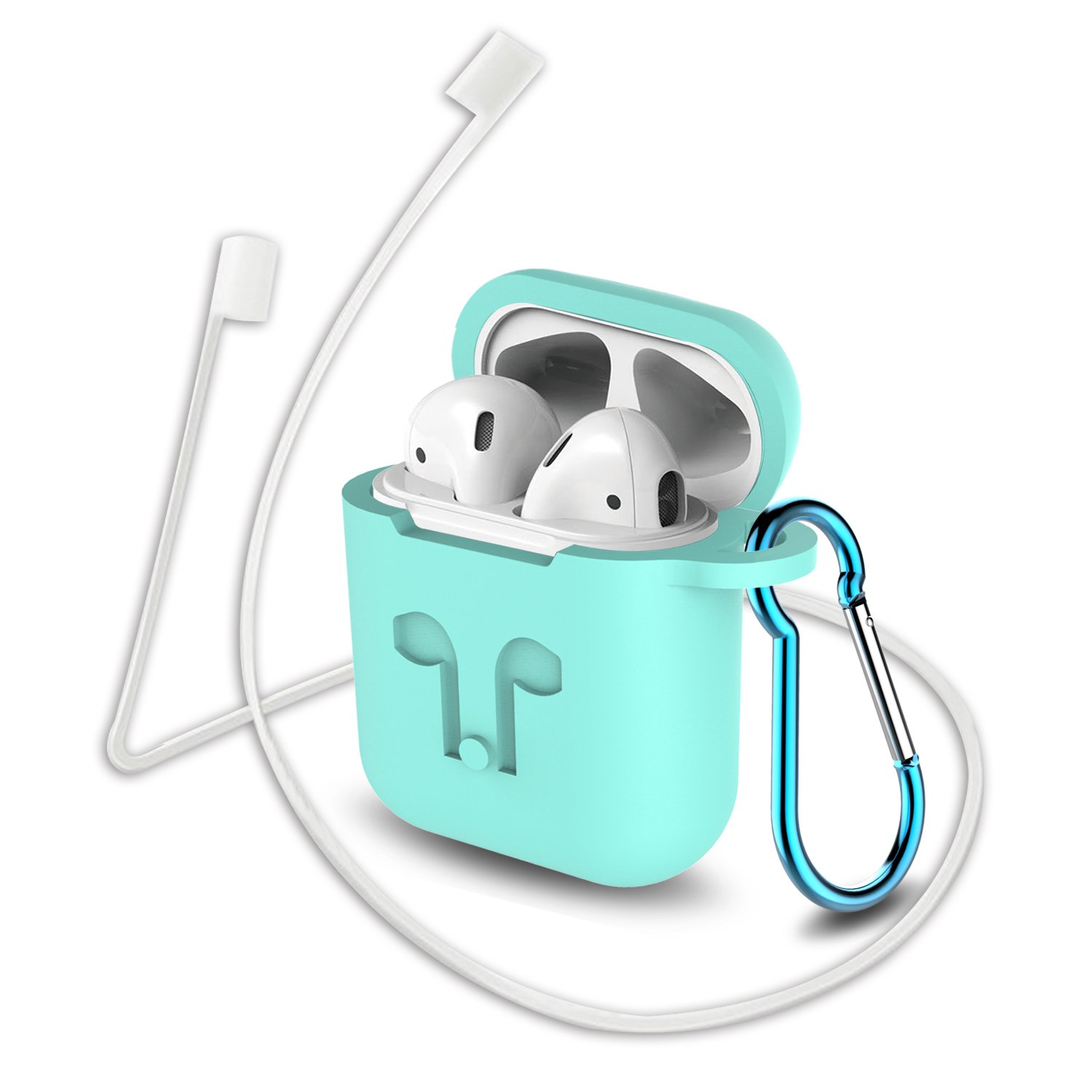 AirPod Case with Strap, GULAKI Airpods Hang Case Airpods Strap Silicone Cover and Skin Accessories for Apple AirPods Charging Case (Sky Blue)