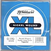D'Addario XB170TSL Nickel Wound Bass Guitar Single String, Super Long Scale, .170, Tapered