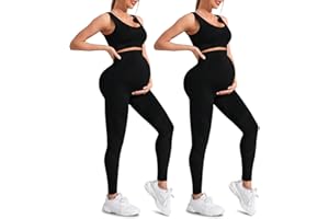 Cavulo Lasora Maternity Leggings, Lasora Pregnancy Leggings for Women, Workout Maternity Pants, Yoga Pants Women, 2 Pack