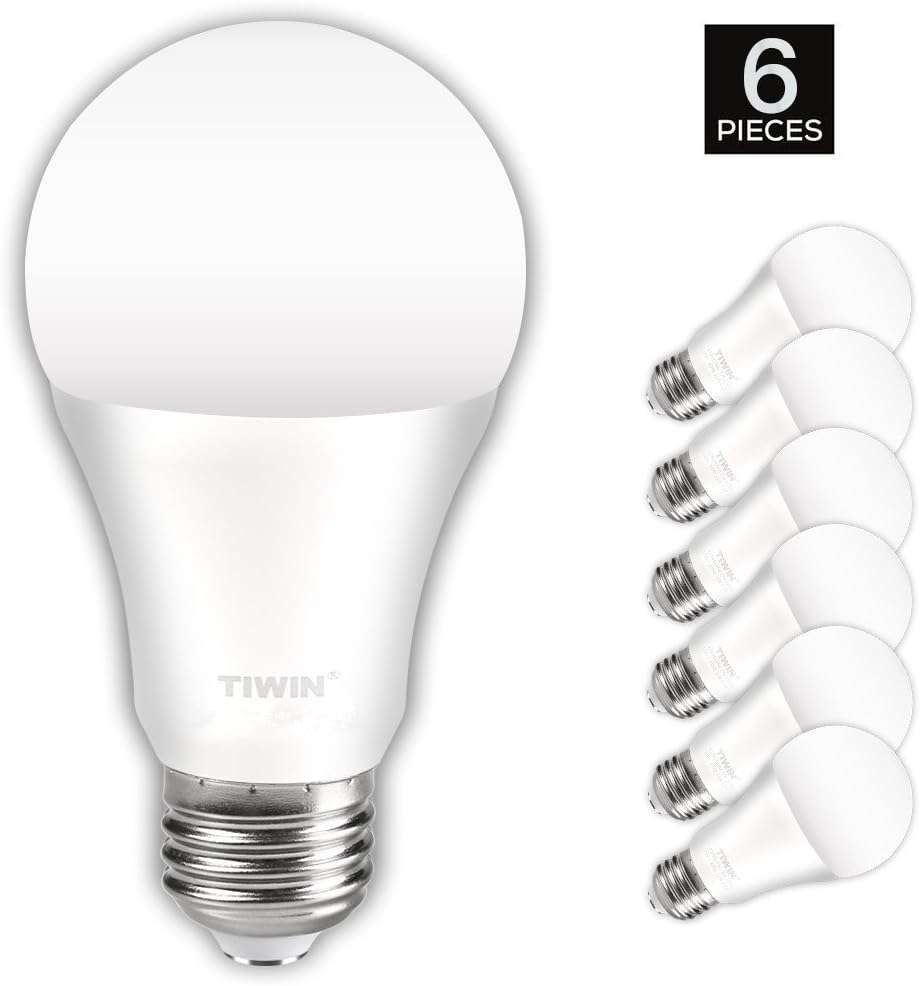 TIWIN A19 E27 LED Light Bulbs 11w (100 Watt Equivalent), Warm White Light (2700k), 1100lm, Not Dimmable, CRI80+, Edison Screw Bulbs, CE & ROHS, 6 Pack [Energy Class A+]