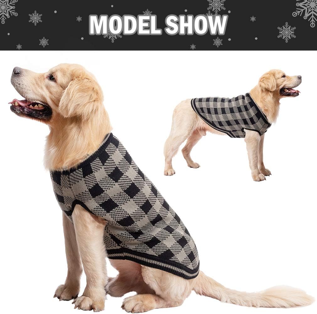 KOOLTAIL Dog Winter Jumper Classic Plaid Dog Knitwear Sweater Soft Baseball Shirt Design for Pet Cold Weather Wearing - Image 4