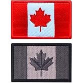 Antrix 2 Pack Canada Flag Tactical Patch | Full Embroidered Color | Hook and Loop Fastener Canadian Applique Emblem | Used for Caps,Jacket,Backpacks,Vest,Coat,Work Uniform, Team Clothing