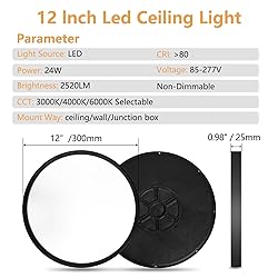 OFFIY 6PK 12 Inch LED Flush Mount Super Slim