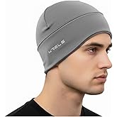 WRELS Thermal Running Skull Cap with Ear Flaps - Winter Hat for Women, Windproof Athletic Beanie Helmet Liner