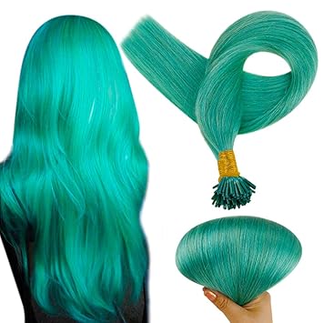 Amazon Com Full Shine I Tip Hair Extensions 40 Gram Per Package 22 Inch Fusion Remy Hair Extensions Color Teal Fusion I Tip Pre Bonded Brazilian Hair Silk Straight Human Hair Extensions Beauty