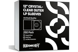 Hudson Hi-Fi Vinyl Record Outer Sleeve Covers - 250 Pack - Premium Crystal Clear Sleeves - Protect Your LP Albums from Scratches, Dirt & Dust - 3 Layers of 30µm Thick No-Acid Exterior Disc Cover