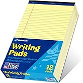 WritePads Legal note pads 8.5"x14" Legal Pads,Wide Ruled,Canary Paper,12 Pack,50 Sheets Per Writing Pad,Micro perforated Writing Pad,BL-LCY50W-12PAD