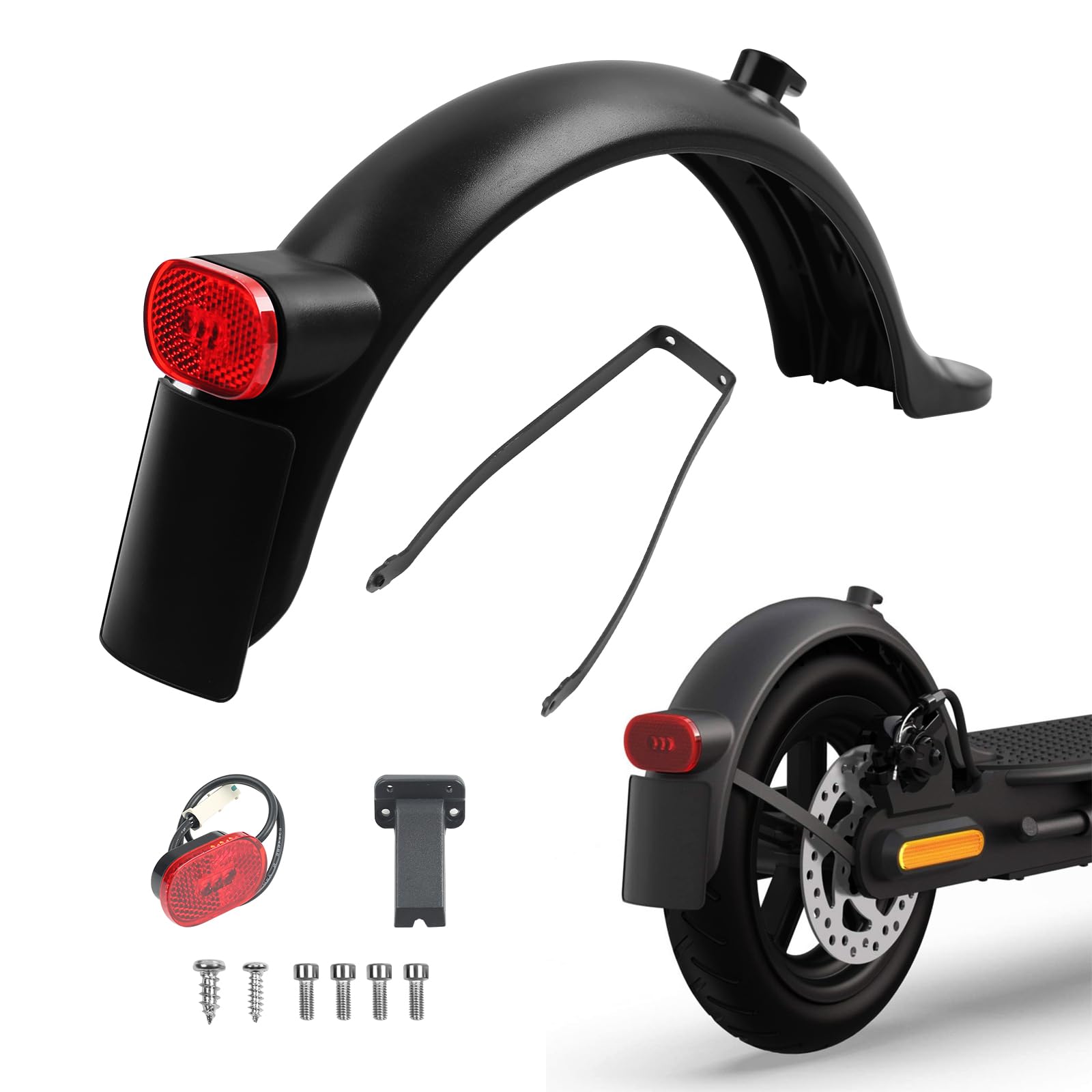 MaxEarn Scooter Rear Fender for Xiaomi M365/M365 Pro, Rear Mudguard Replacement Accessory with Bracket/Tail Light/Screws, for Xiaomi M365/1S/M365 Pro/Pro 2 Electric Scooter