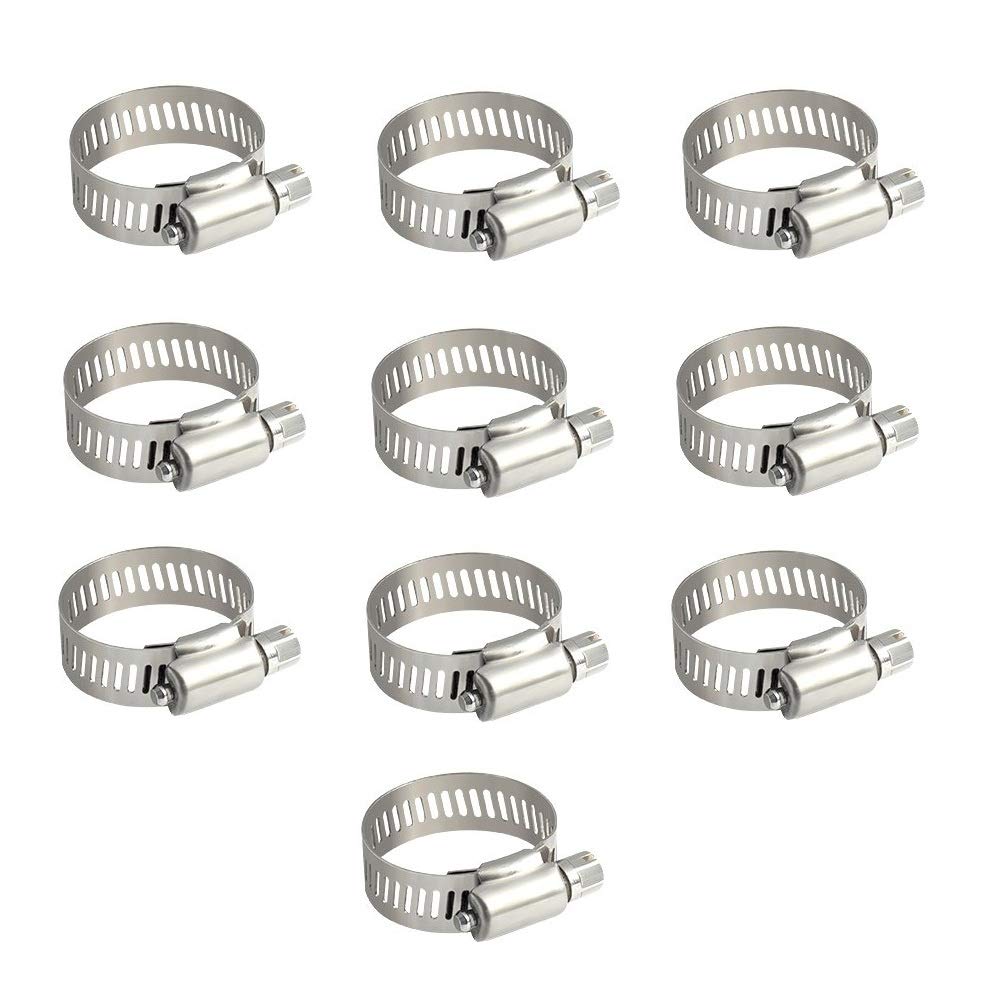 Topnisus 10pcs Set Adjustable 10-16mm Hose Clips Pipe Clamps Kits Rust Free (10-16mm)
