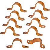 PROCURU 1/2-Inch Copper Pipe Strap, Two-Hole Clamp Mount (1/2", 10-Pack)