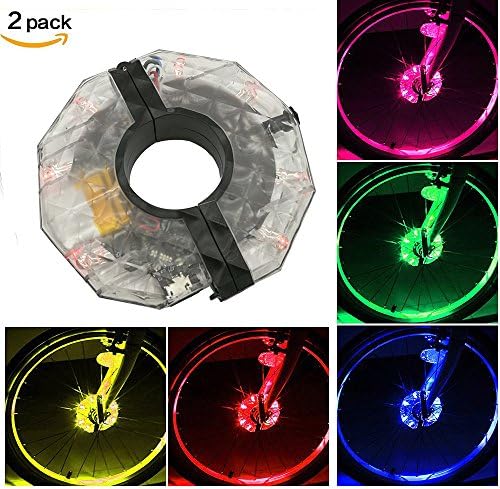 Bike Wheel Hub Lights Rechargeable Brikey LED Colorful Cycling Wheel RGB Lights for Safety Warning and Decoration, Waterproof