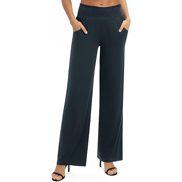 WDIRARA Women's Elastic Waist Wrap Asymmetrical Hem Wide Leg Pants