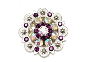 Berry Conchos with Screws Metal Flower Rhinestone Conchos 12 Pieces