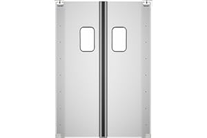 KoolMore Commercial Double Aluminum Swinging Traffic Door with 9 in. x 14 in. Window - 72 in. x 84 in. Door Opening (KM-SWD36X2)