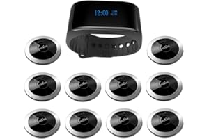 SINGCALL Waterproof Wireless Calling Bells Patient Calling System Call Nurse Doctor Pack of 1 Watch Receiver and 10 Pagers