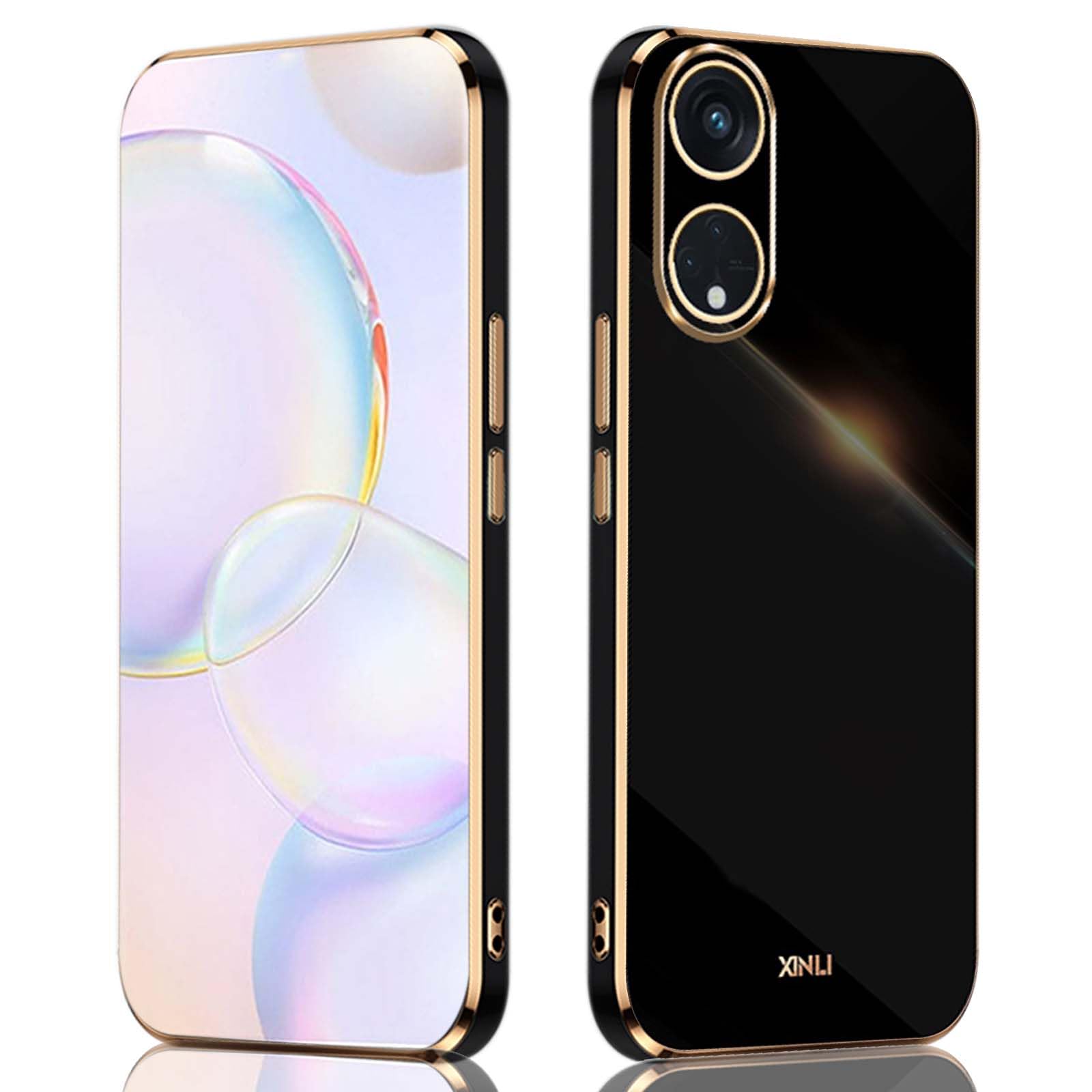 ILING Woman's Case for Oppo A98 5G, Colored Silicone Cover, Camera Protection Case, Ultra-thin Shockproof Cover (Black)