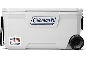 Coleman Marine Cooler with Fully Insulated UV Guard Lid & Body, Keeps Ice for 3+ Days, Great for Boating & Fishing, 52qt/100qt Wheeled/120qt Options