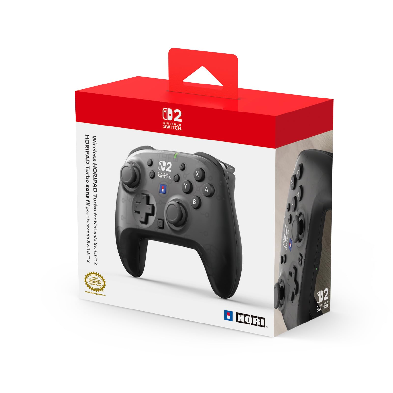 HORI Wireless HORIPAD Turbo (Black) for Nintendo Switch 2 - Wireless Handheld Controller - Officially Licensed by Nintendo®
