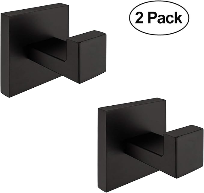 Nolimas 2 Pack Matte Black Towel Hook Stainless Steel Bathroom