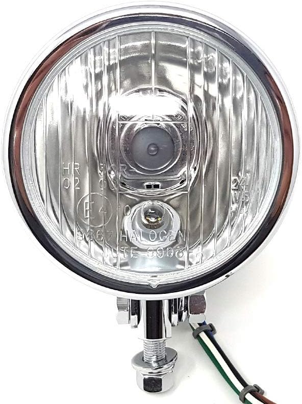 Alchemy Parts Motorbike Headlight for Custom Project Bike 4.5" 12V Homologated Emarked (Chrome)