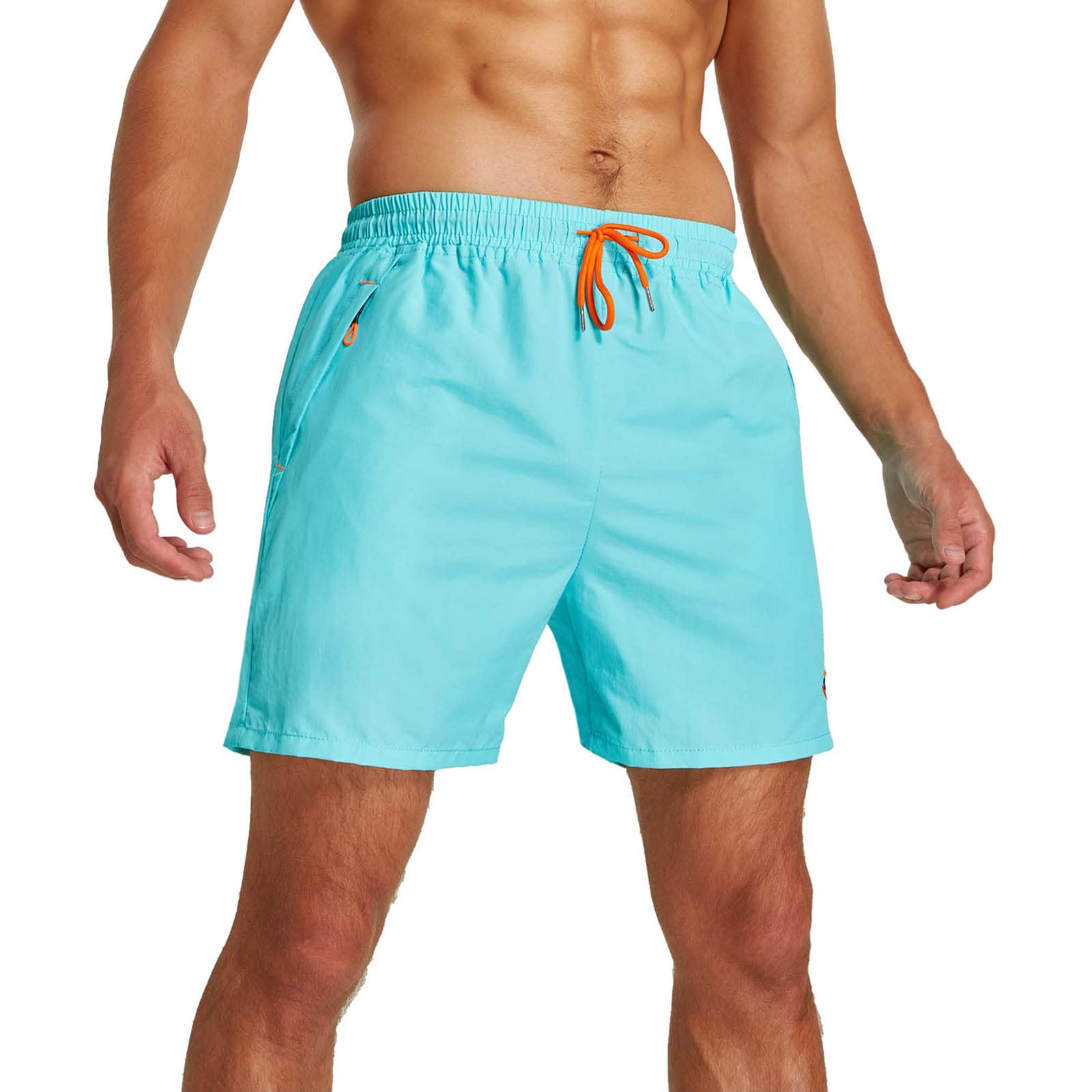 JustSun Badeshorts Herren Badehose Männer Schwimmhose Schnelltrocknend Boardshorts Strandshorts Beachshorts mit Reissverschlusstasche Hellblau M