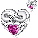 FOREVER QUEEN Birthstone Charms for Charms Bracelet- 925 Sterling Silver Love Heart Beads Infinite Love Charms, Happy Birthday Charms for Bracelet and Necklace